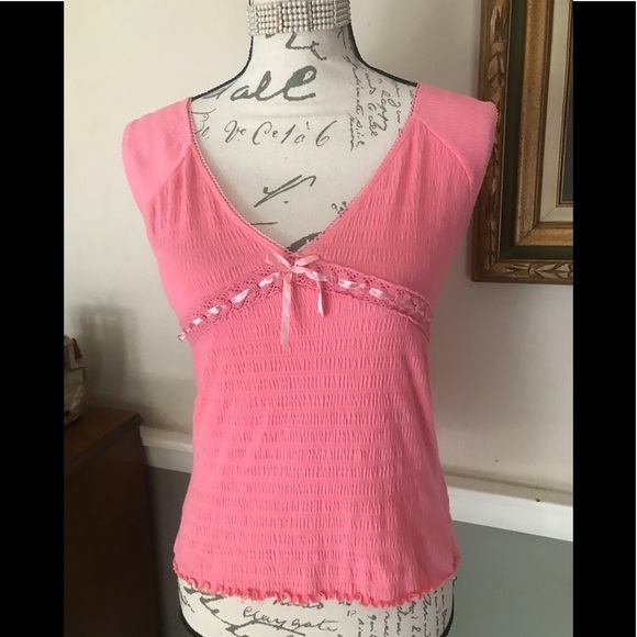 🩷Jazzie Pink V-Neck Cap Sleeve Bow Blouse - Picture 7 of 7